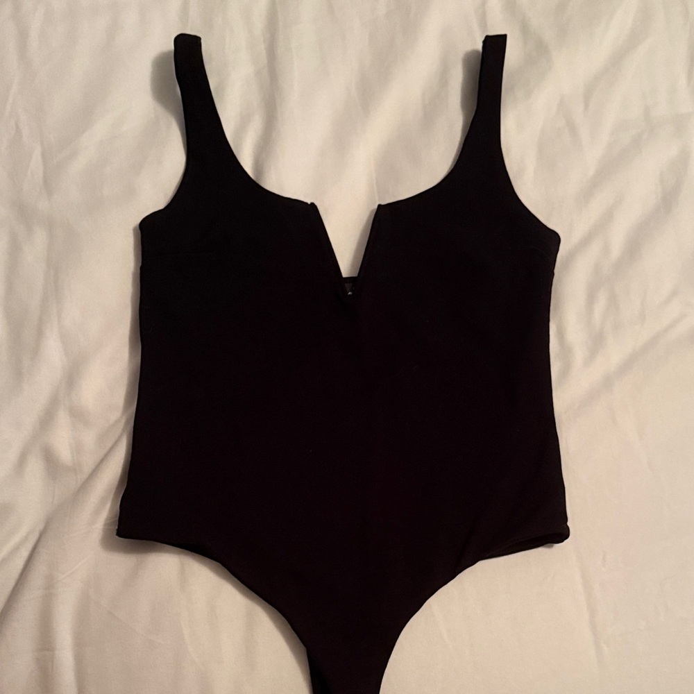 Lulus Black V-neck Bodysuit